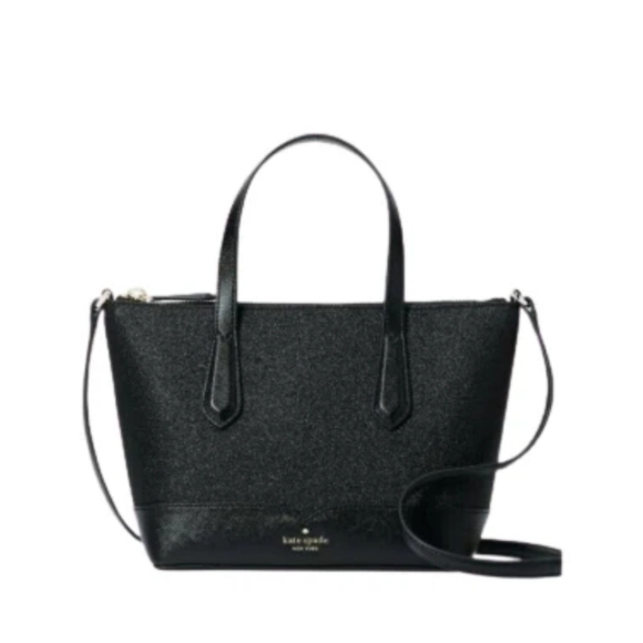 Kate Spade Lola Shimmy Black Glitter Small Satchel Crossbody Bag Purse Designer
